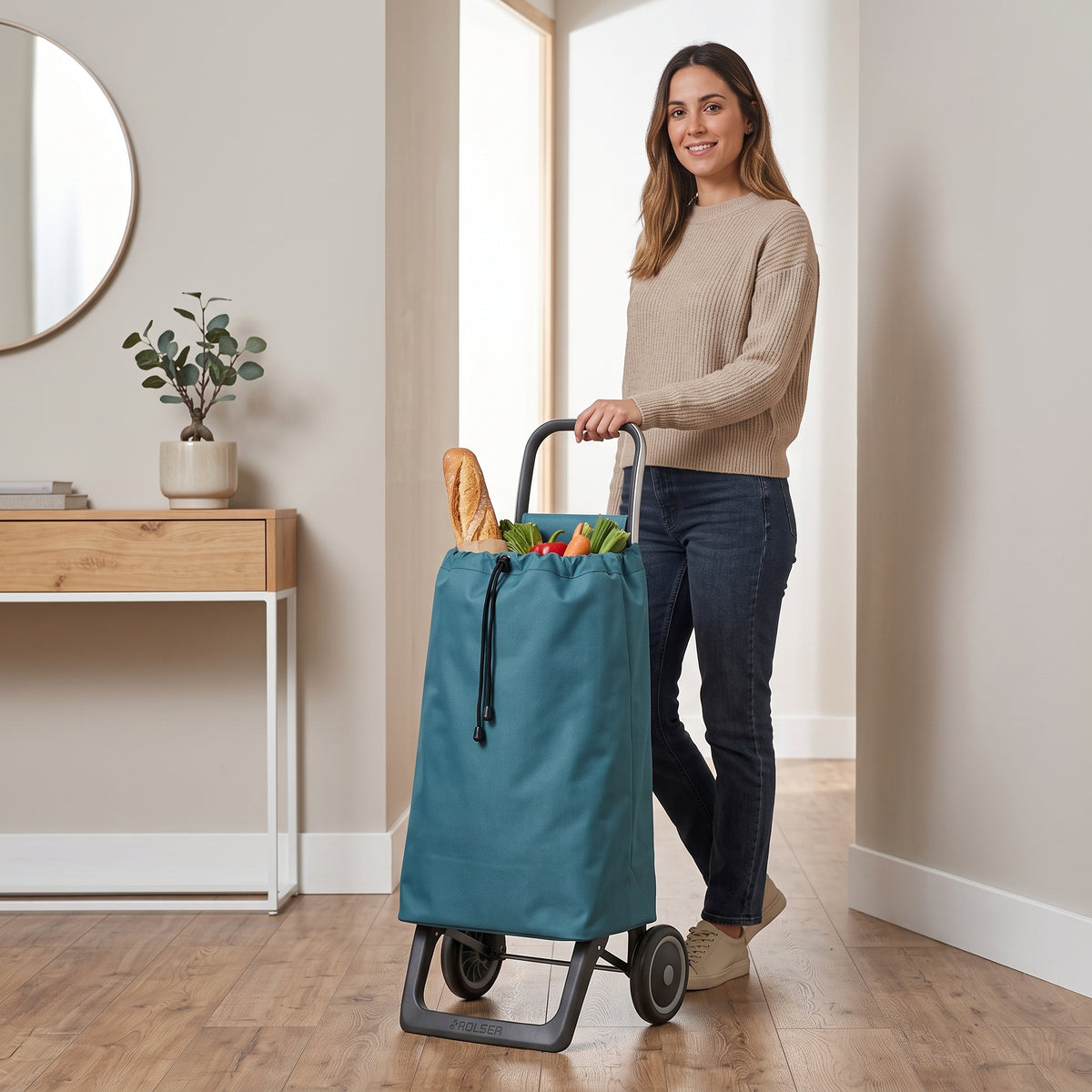 Rolser Jet LN Joy folding shopping cart, teal – view 3