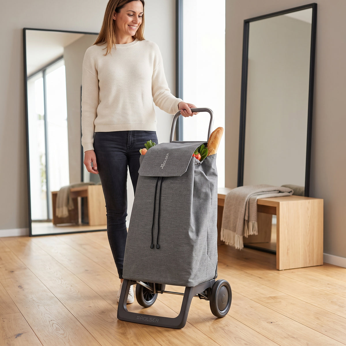 Rolser Jet Tweed Joy folding shopping cart, grey – view 3