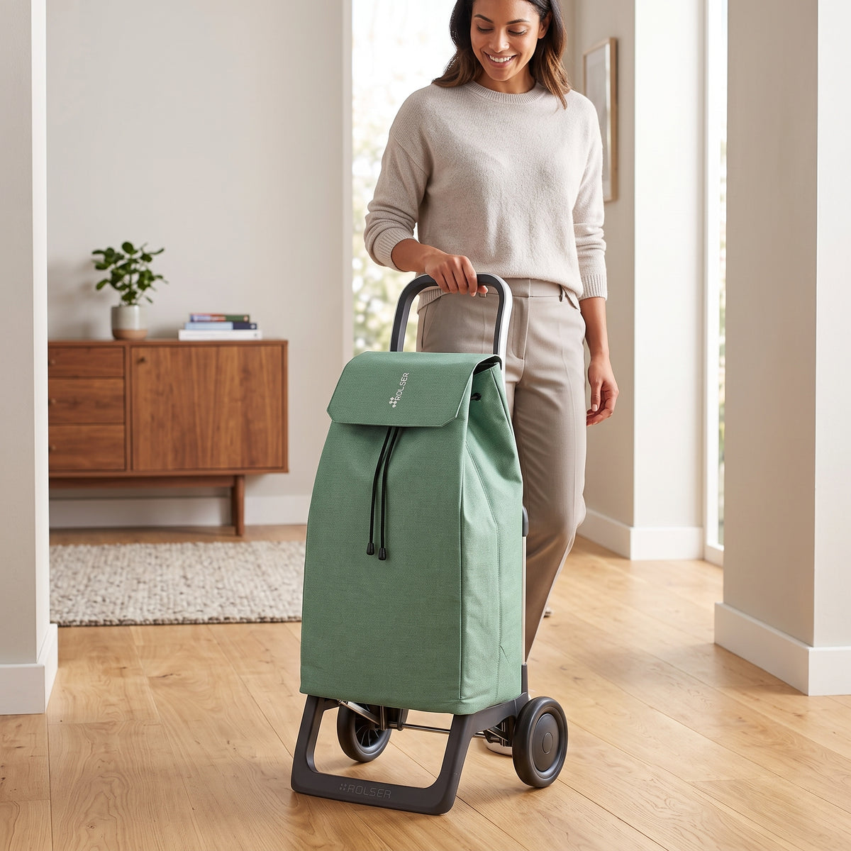 Rolser Jet Tweed Joy folding shopping cart, jade green – view 4