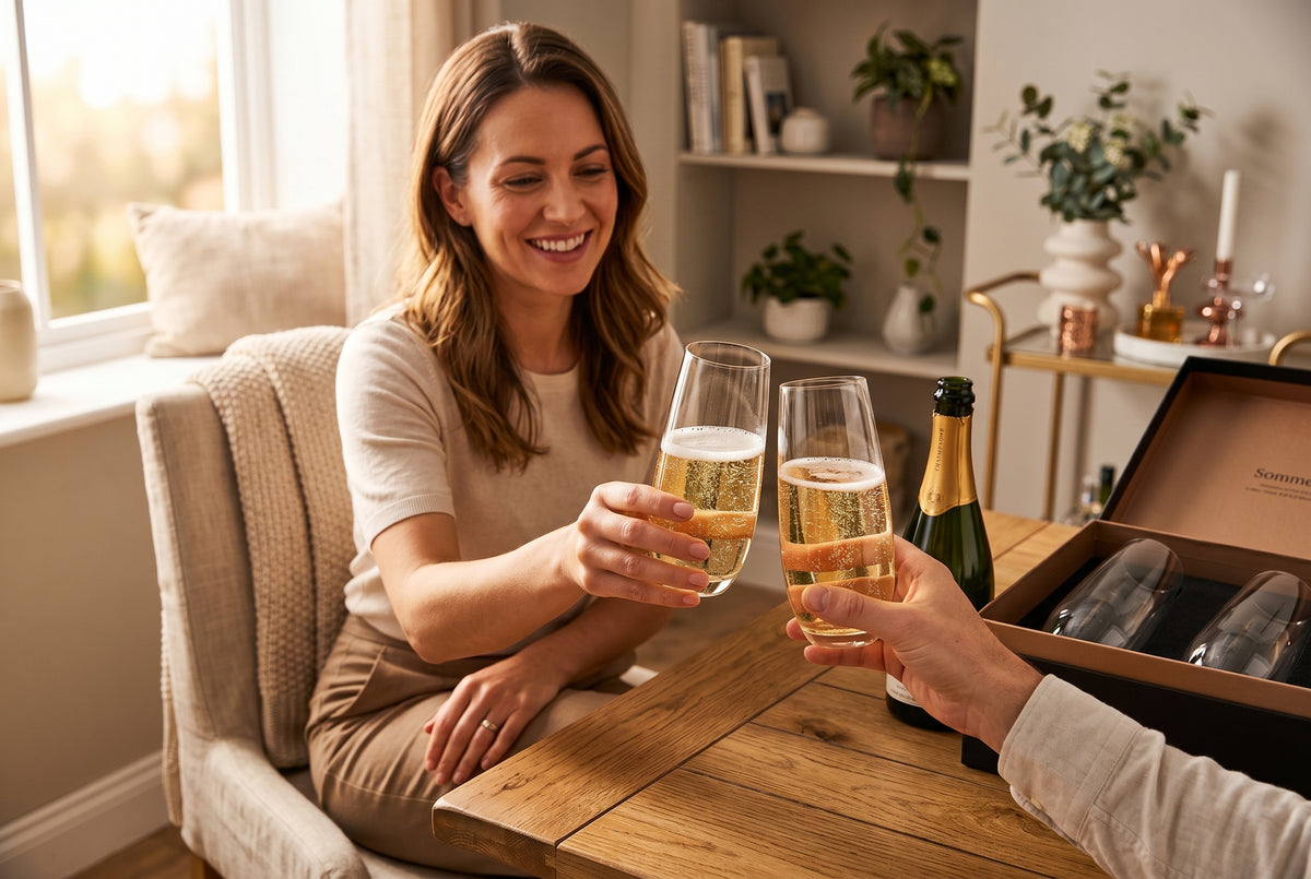 Stemless Champagne Flutes in a styled setting