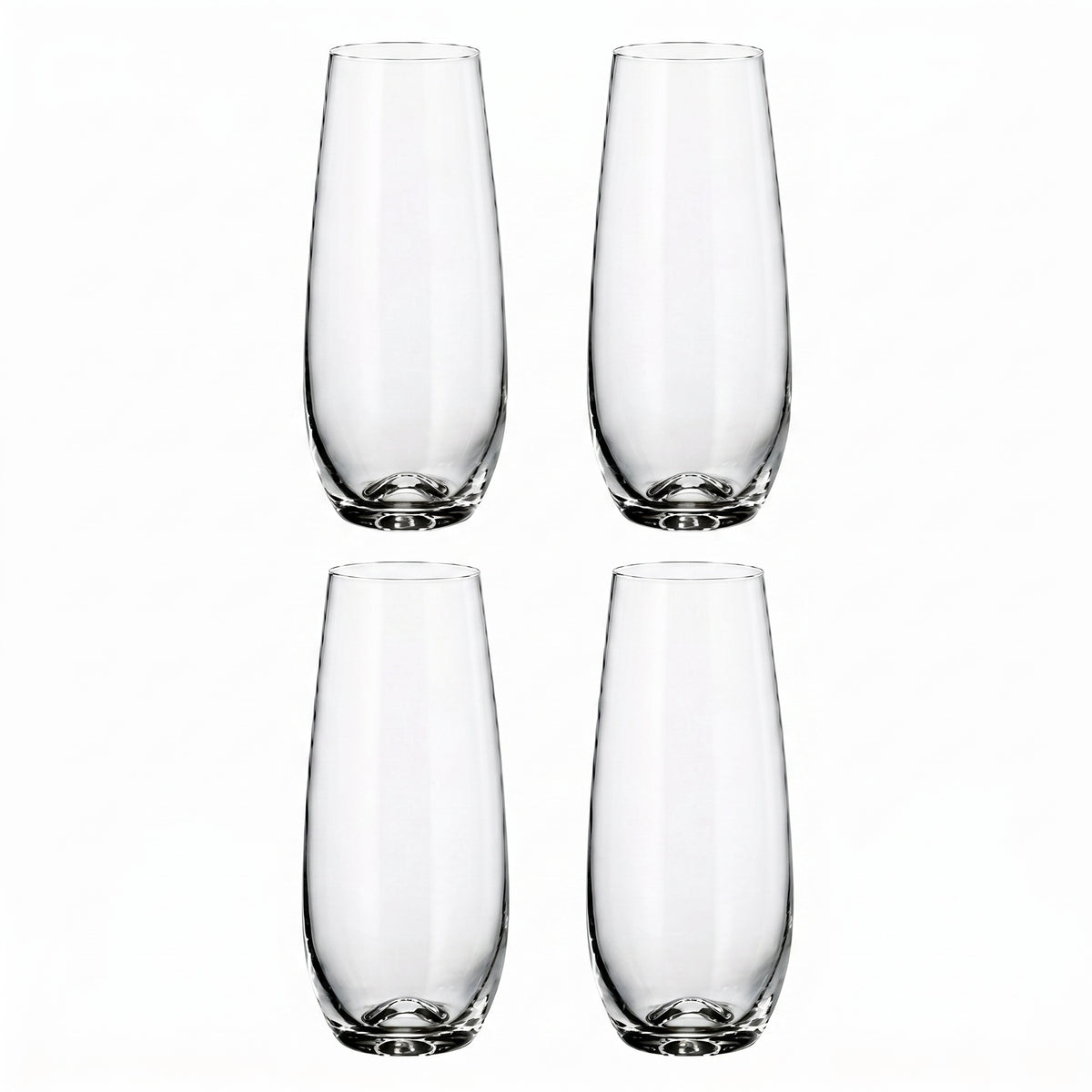Stemless Champagne Flutes, set of 4, on white