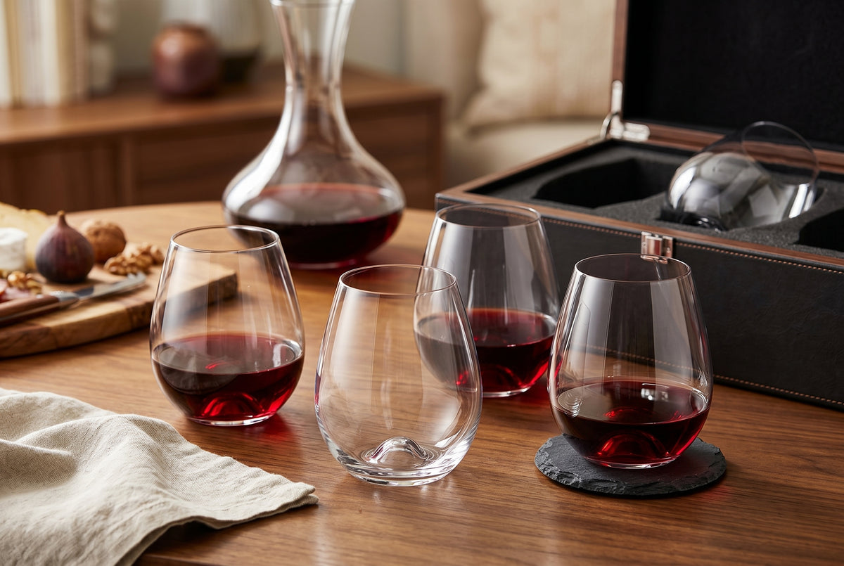 Stemless Wine Glasses, Set of 4, 565 ml (19.1 oz) Burgundy Balloon, lifestyle
