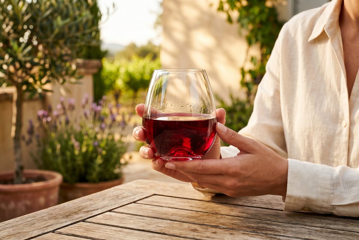 Stemless Wine Glasses in a styled setting