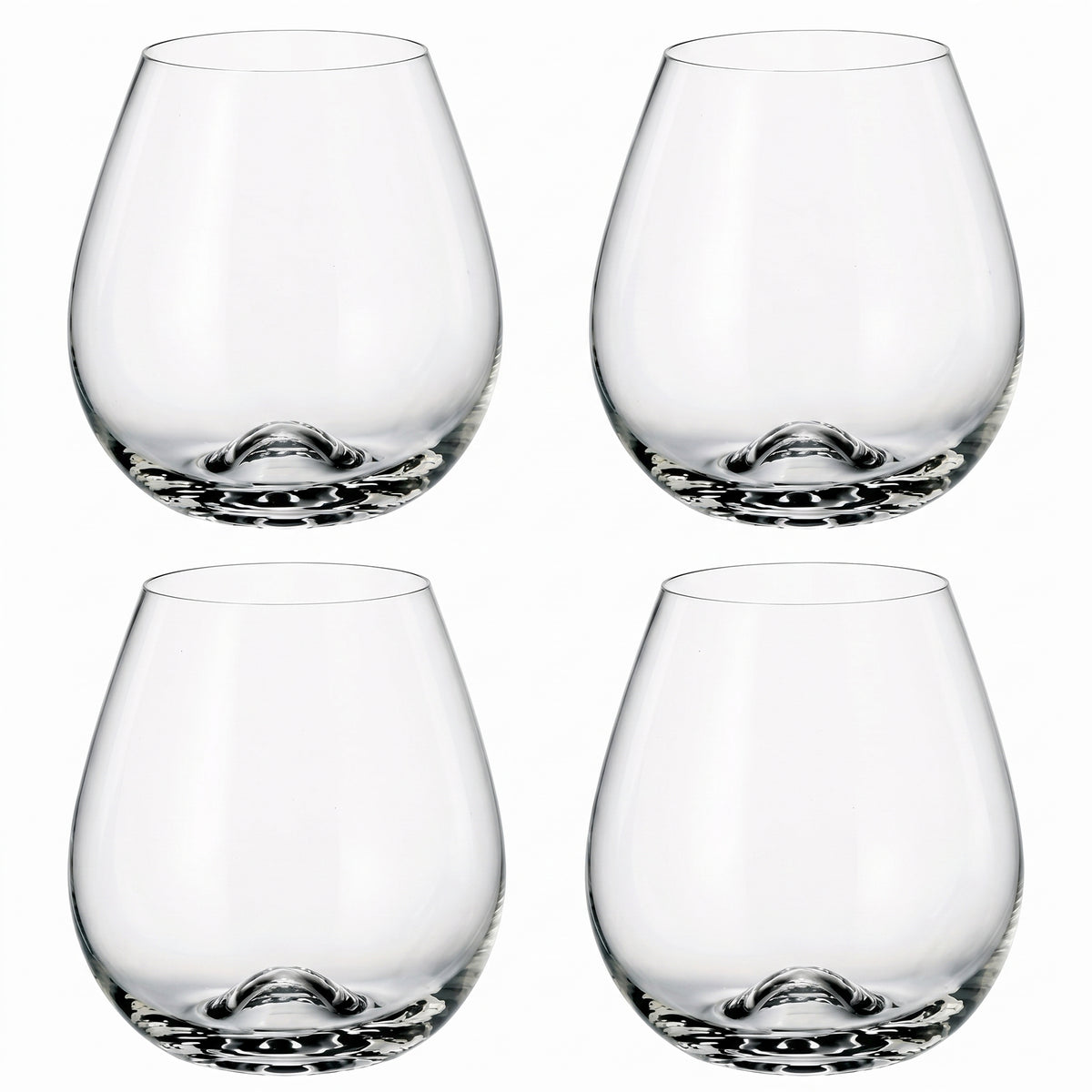 Stemless Wine Glasses, set of 4, on white