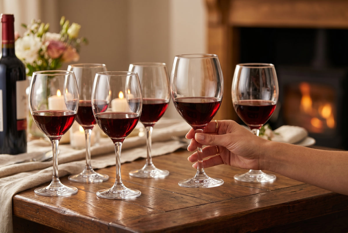 Coupes à vin dans un décor