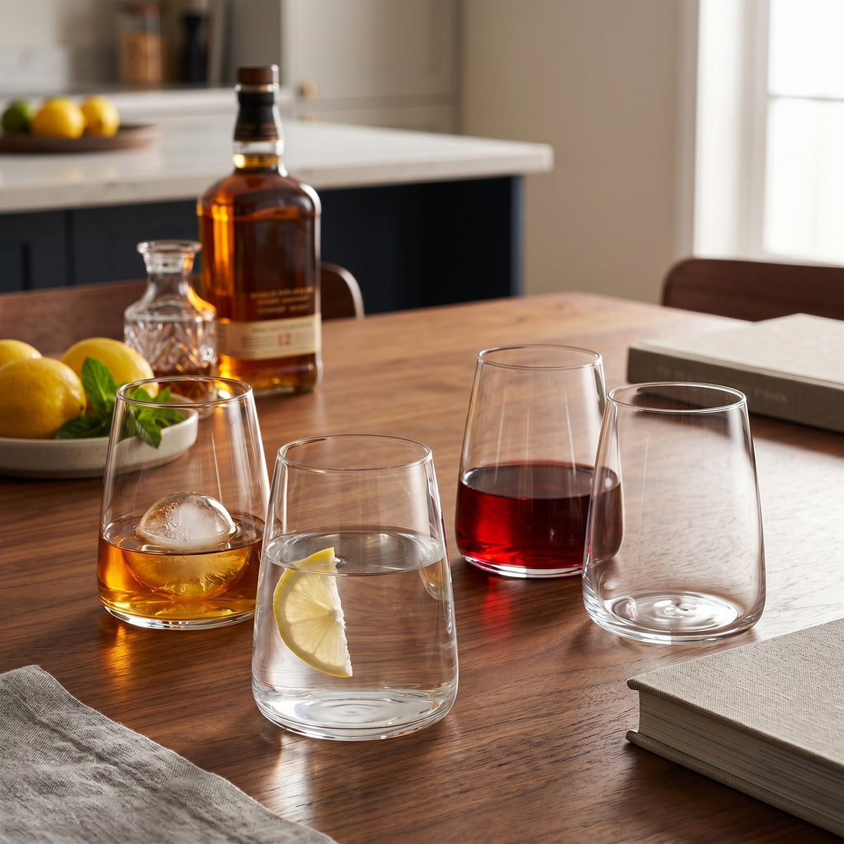Whiskey Glasses Pinot in a styled setting