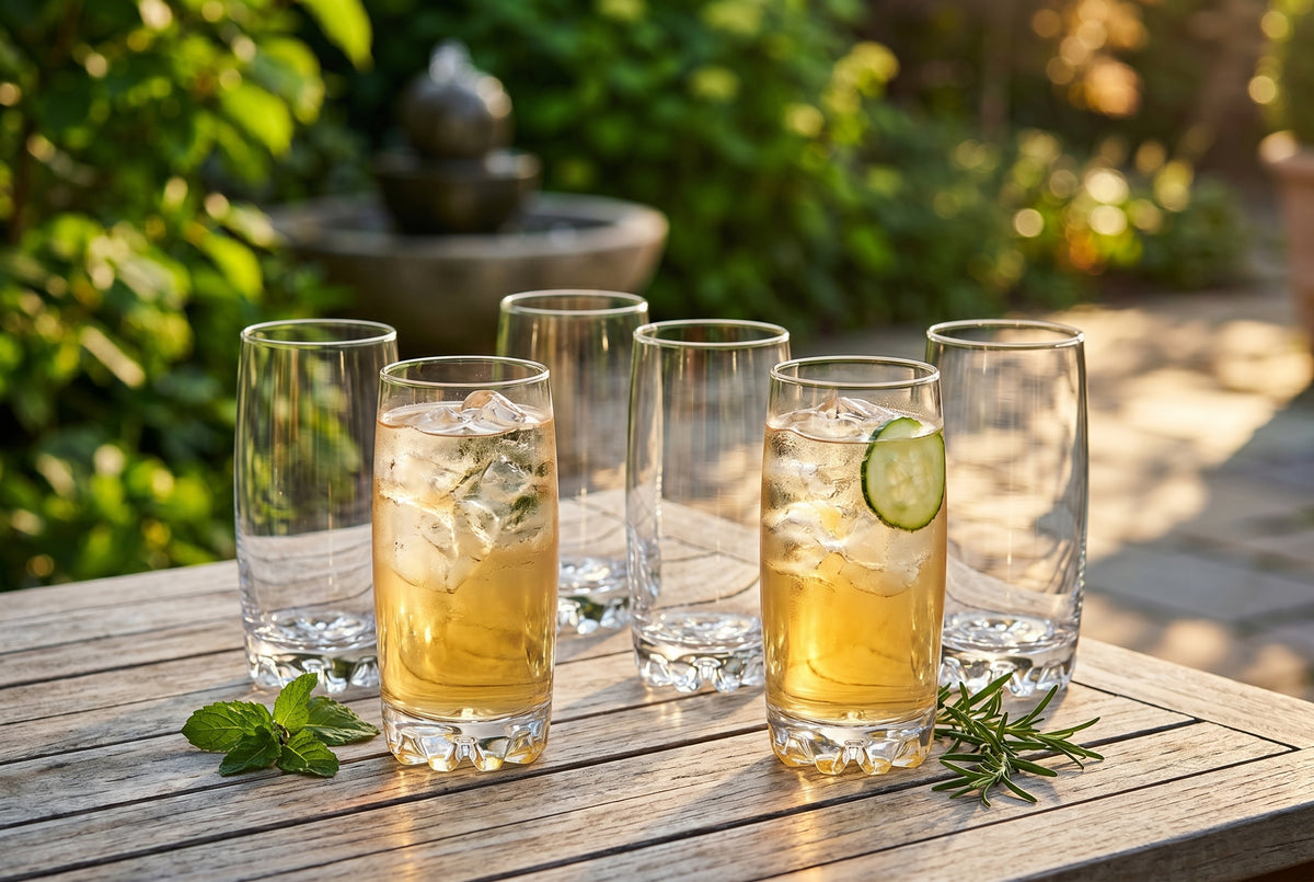 Highball Glasses, Set of 6, 387 ml (13.1 oz) Tall Drinking Glasses, lifestyle