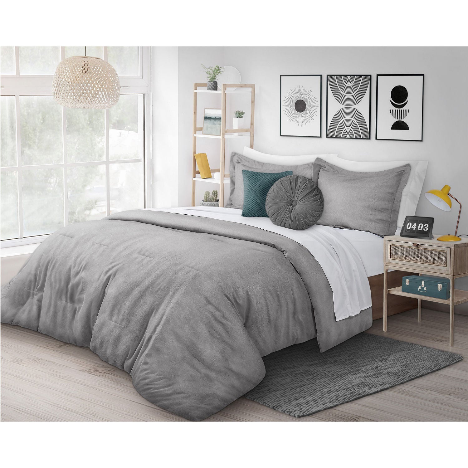 Woven Heathered Flannel Comforter 2 Pc Set Dq. Warm Grey