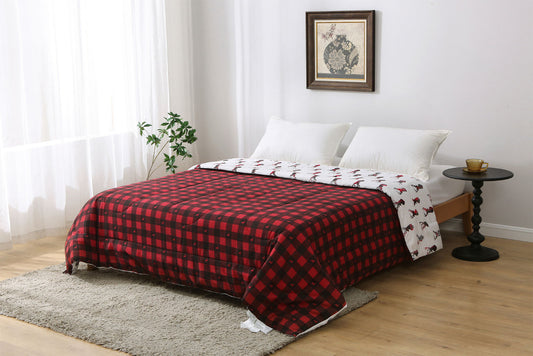 Woven Flannel Pigemnt Printed Comforter T. Buffalo Plaid