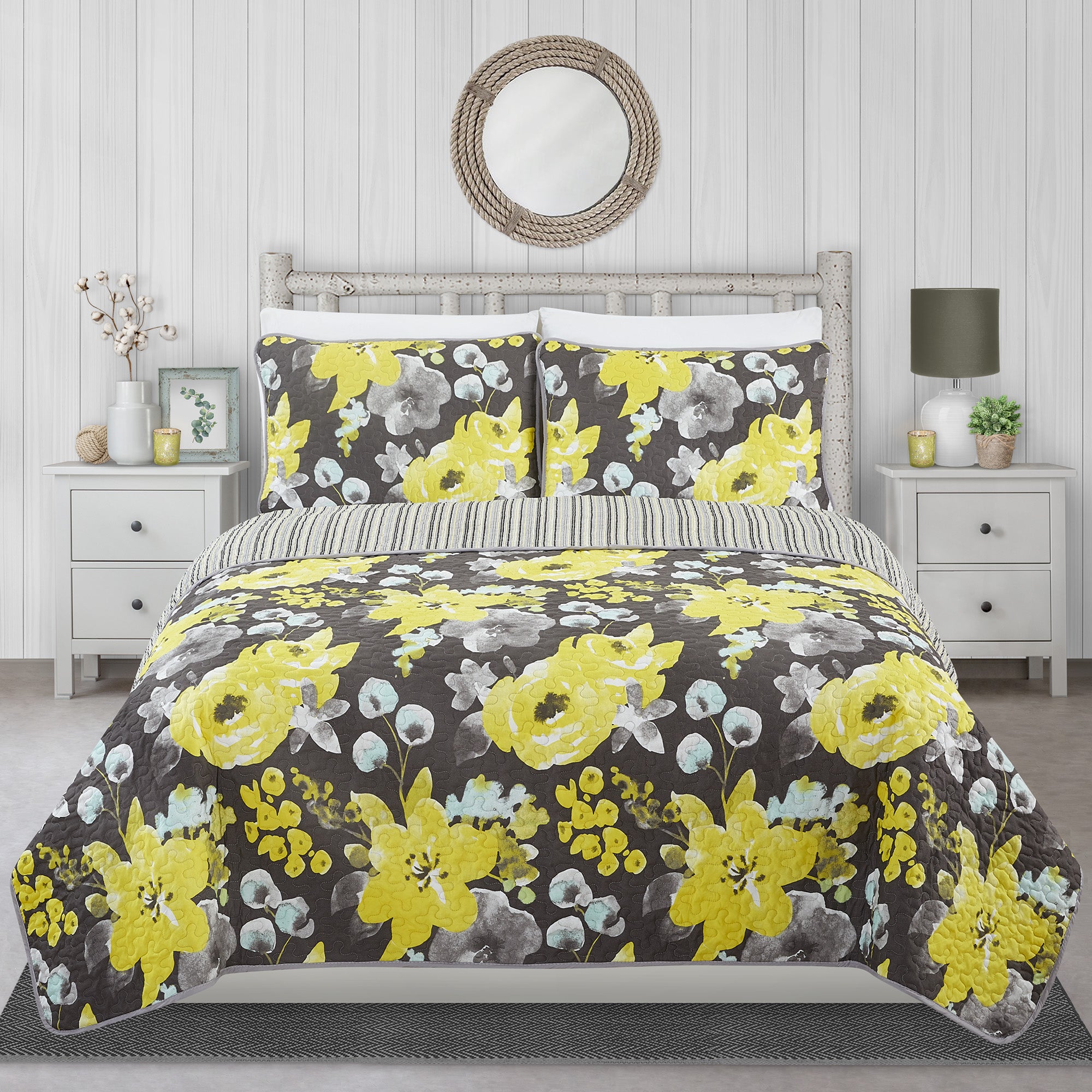 Woven Quilt 2 Piece Twin Flowers – DecoElegance