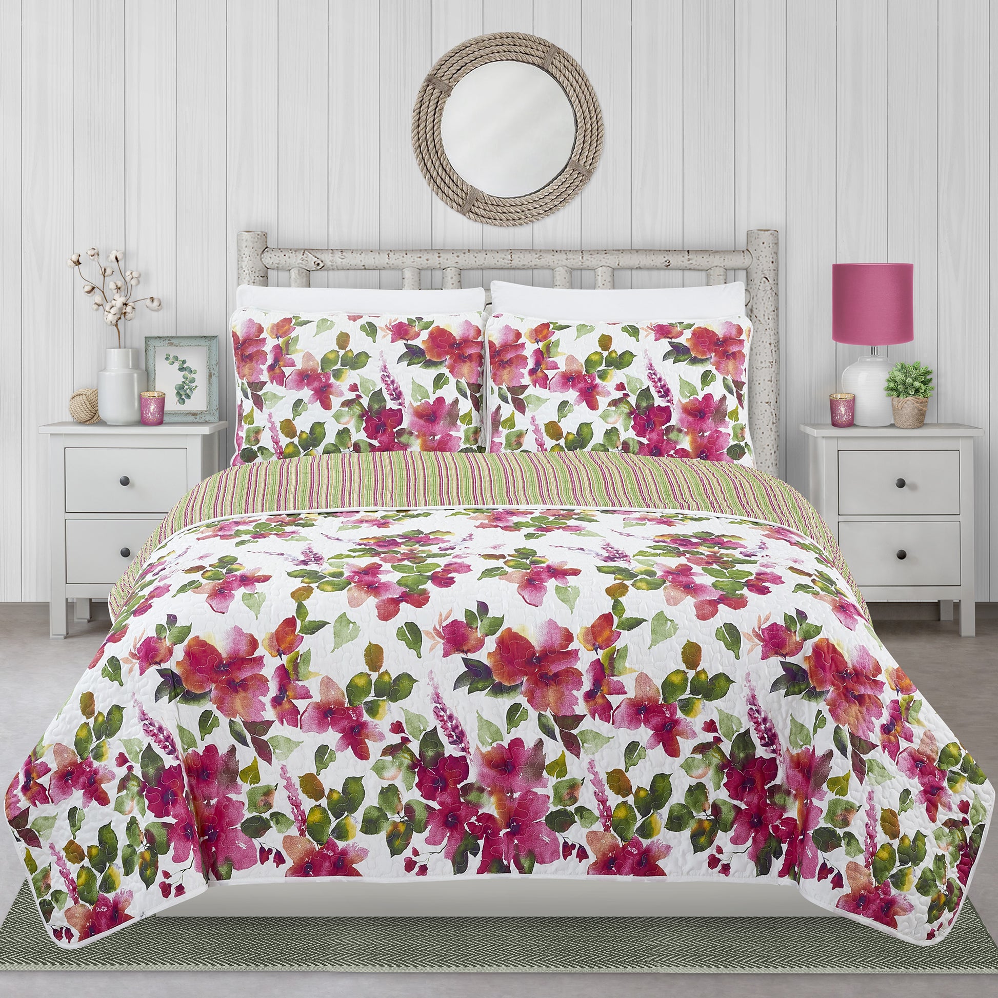 Woven Quilt 3 Piece King Floral