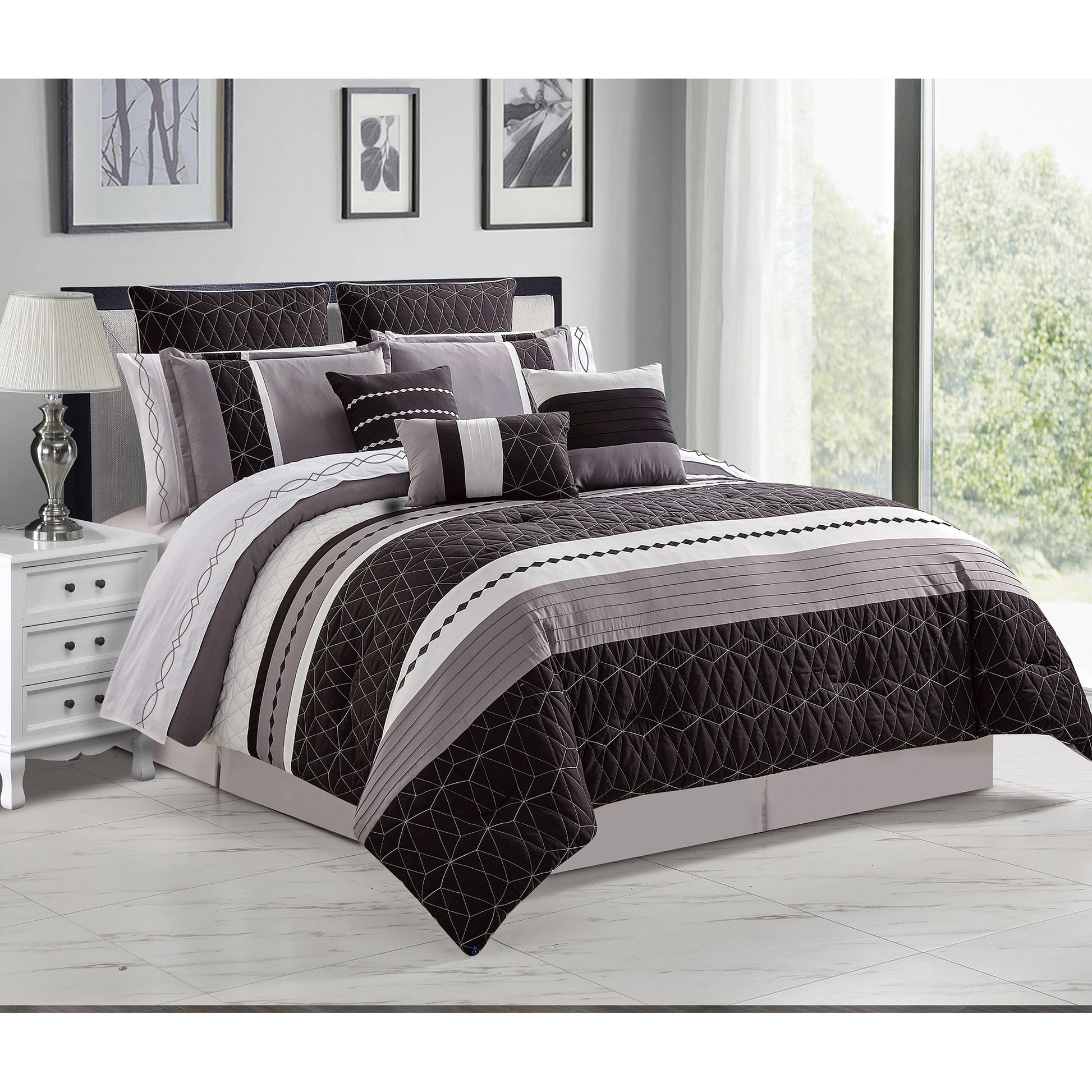 Woven Comforter Bedding Set 7Pcs Queen Axis