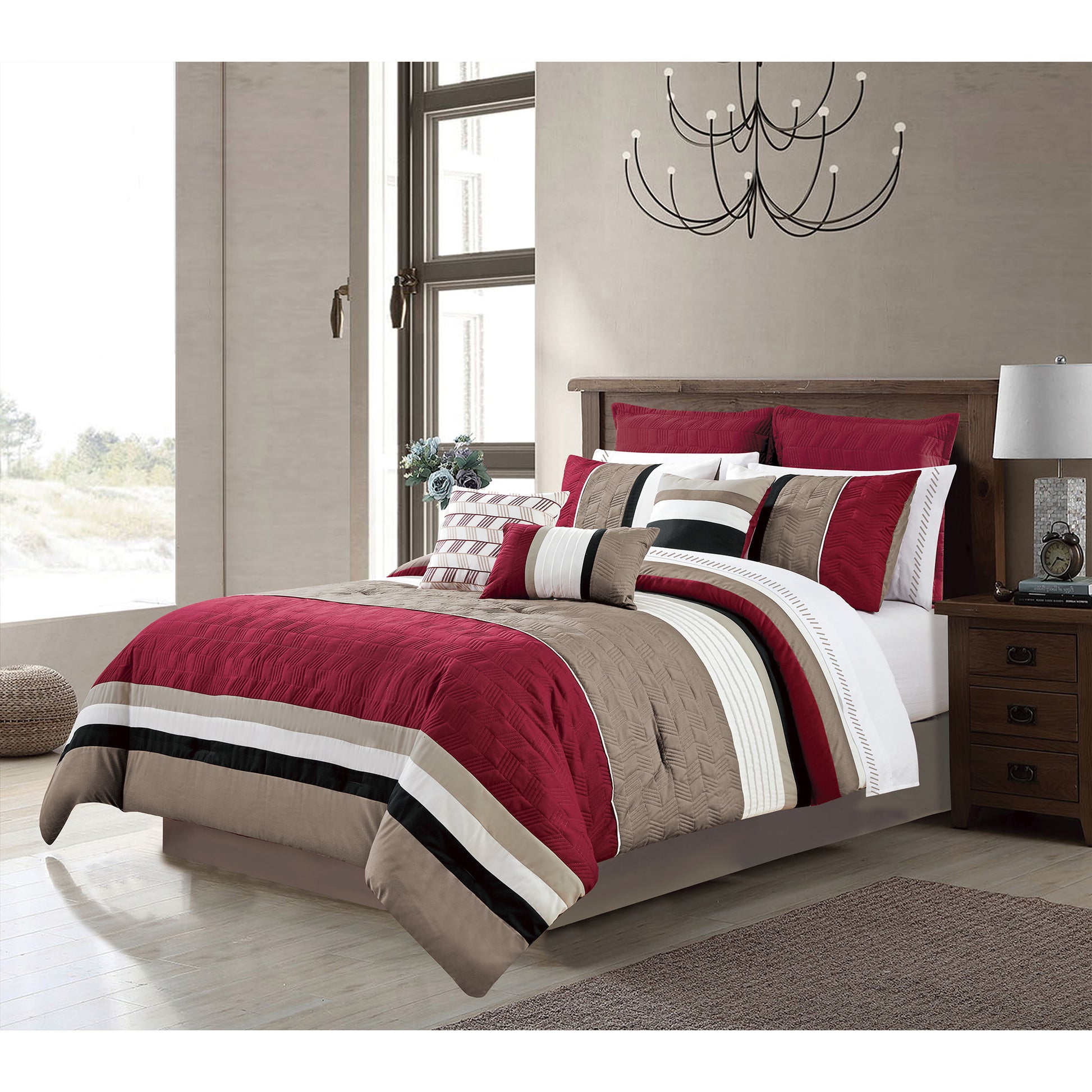 Woven Comforter Bedding Set 7Pcs Queen Madison