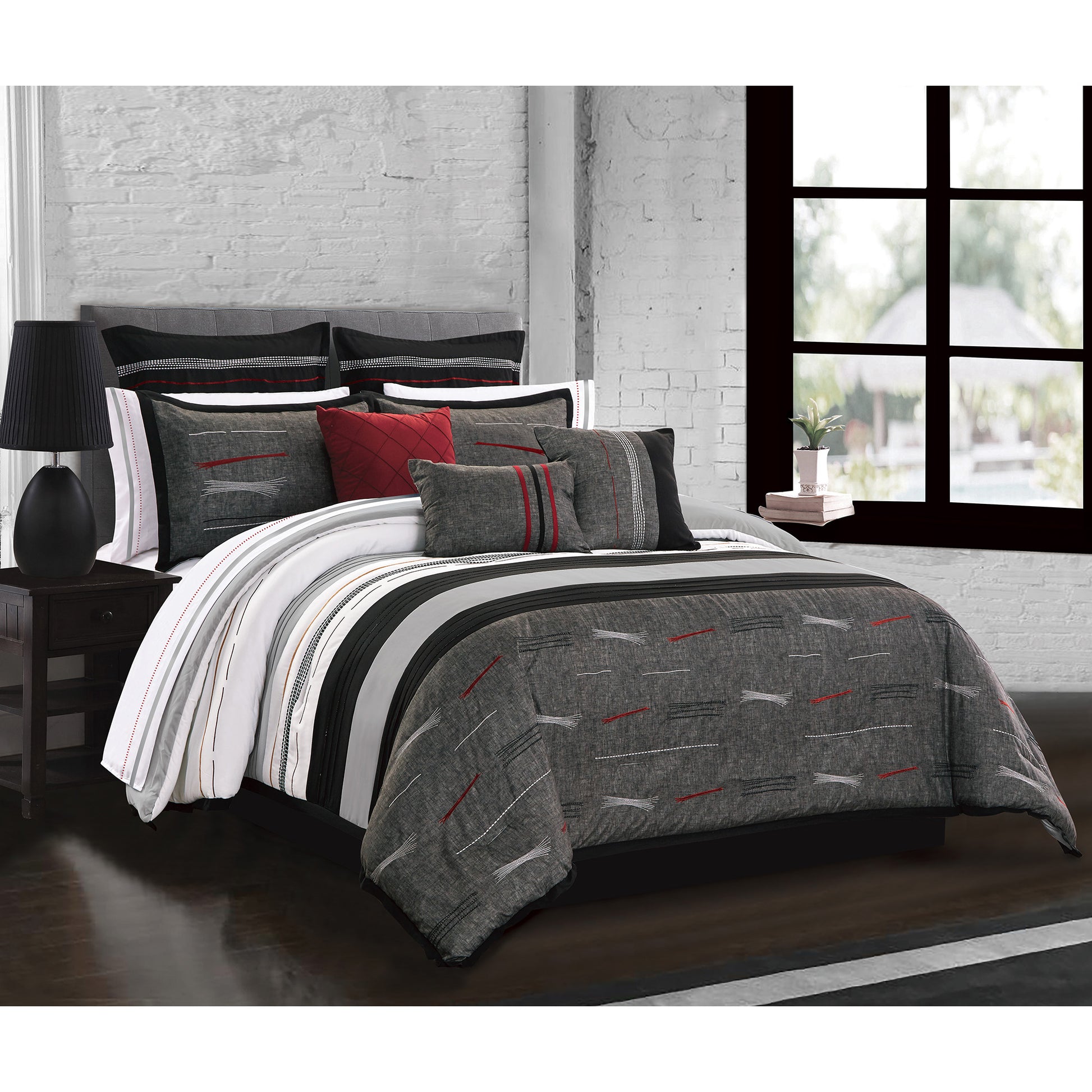 Woven Comforter Bedding Set 7Pcs King Zumi
