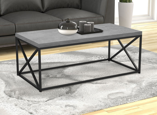 Coffee Table Grey Cement Black Metal - DecoElegance - Coffee Table