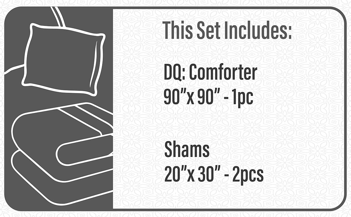 Comforter 3 Piece Set Double/Queen Printed Buffalo Plaid White/Black - DecoElegance - Bedding Comforter Set