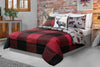 Comforter 3 Piece Set King Printed Buffalo Plaid Red/Black - DecoElegance - Bedding Comforter Set