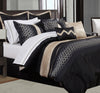 Comforter 7 Piece Set Cavali Queen Black - DecoElegance - Bedding Comforter Set