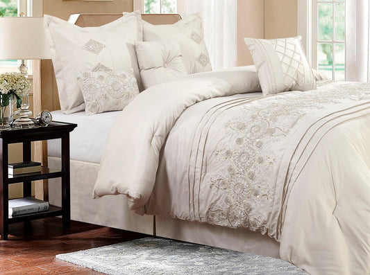 Comforter 7 Piece Set Registry D Ivory - DecoElegance - Bedding Comforter Set