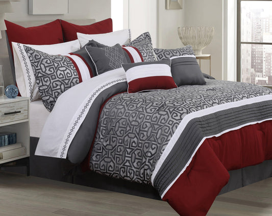 Comforter 7 Piece Set Sumatra D Charcoal - DecoElegance - Bedding Comforter Set