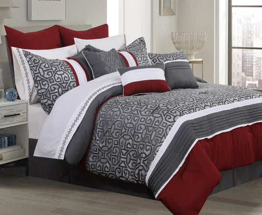 Comforter 7 Piece Set Sumatra King Charcoal - DecoElegance - Bedding Comforter Set