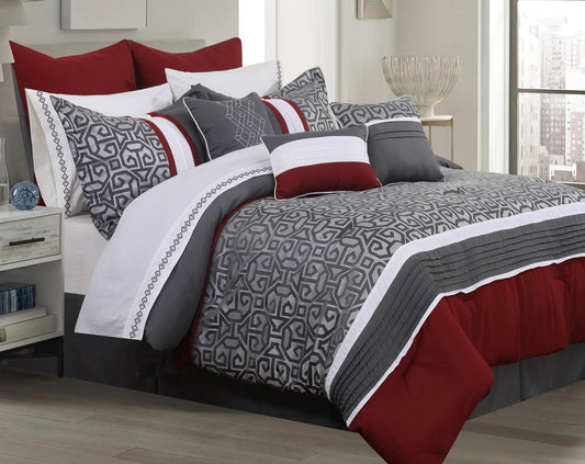 Comforter 7 Piece Set Sumatra Queen Charcoal - DecoElegance - Bedding Comforter Set