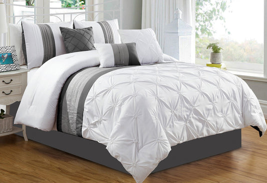 Comforter 7 Piece Trousseau Set King White - DecoElegance - Bedding Comforter Set