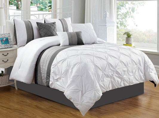 Comforter 7 Piece Trousseau Set Queen White - DecoElegance - Bedding Comforter Set