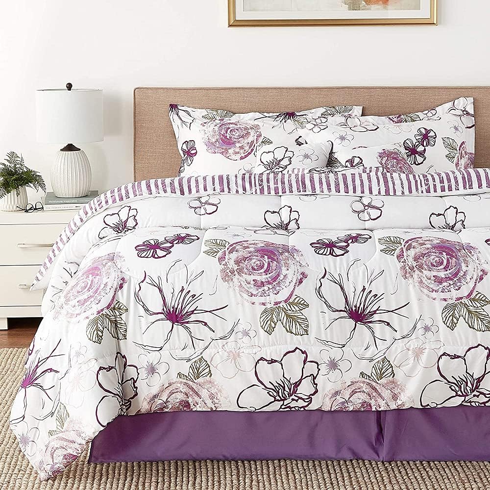 Comforter Angelica 5 Piece Twin Purple - DecoElegance - Bedding Comforter Set