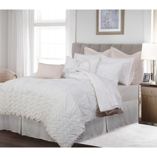 Comforter Bedding Set Manoir 6Pc Queen White - DecoElegance - Bedding Comforter Set