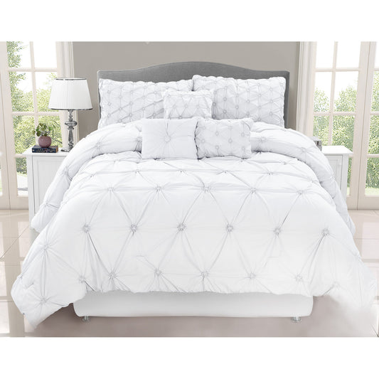 Comforter Chateau 7 Piece D White - DecoElegance - Bedding Comforter Set