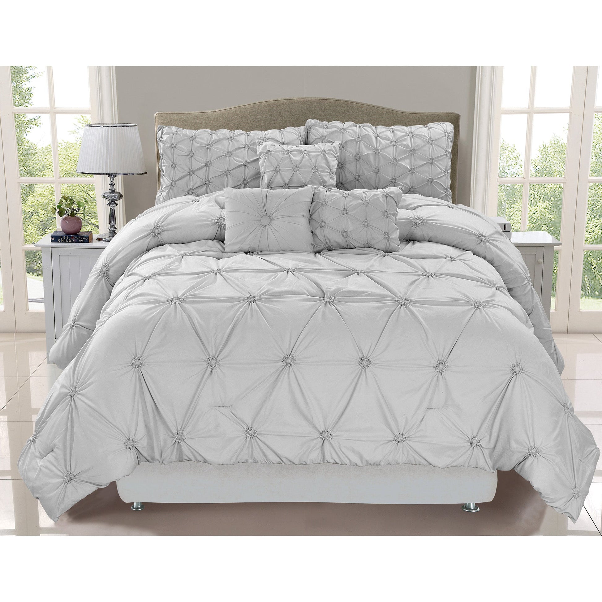 Comforter Chateau 7 Piece Queen Grey - DecoElegance - Bedding Comforter Set