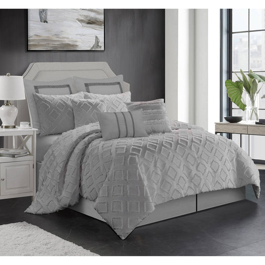 Comforter Marysa 7 Piece D Grey - DecoElegance - Bedding Comforter Set