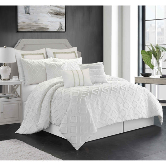 Comforter Marysa 7 Piece D White - DecoElegance - Bedding Comforter Set