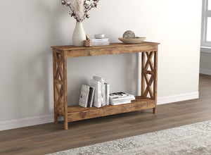 Console Sofa Table Brown Reclaimed Wood 1 Shelf - DecoElegance - Sofa Console Table
