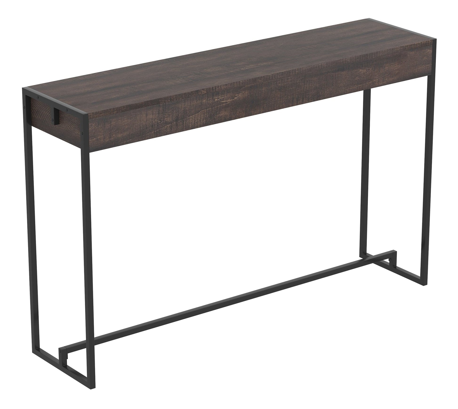 Console Sofa Table Dark Brown Reclaimed Wood Black Metal - DecoElegance - Sofa Console Table