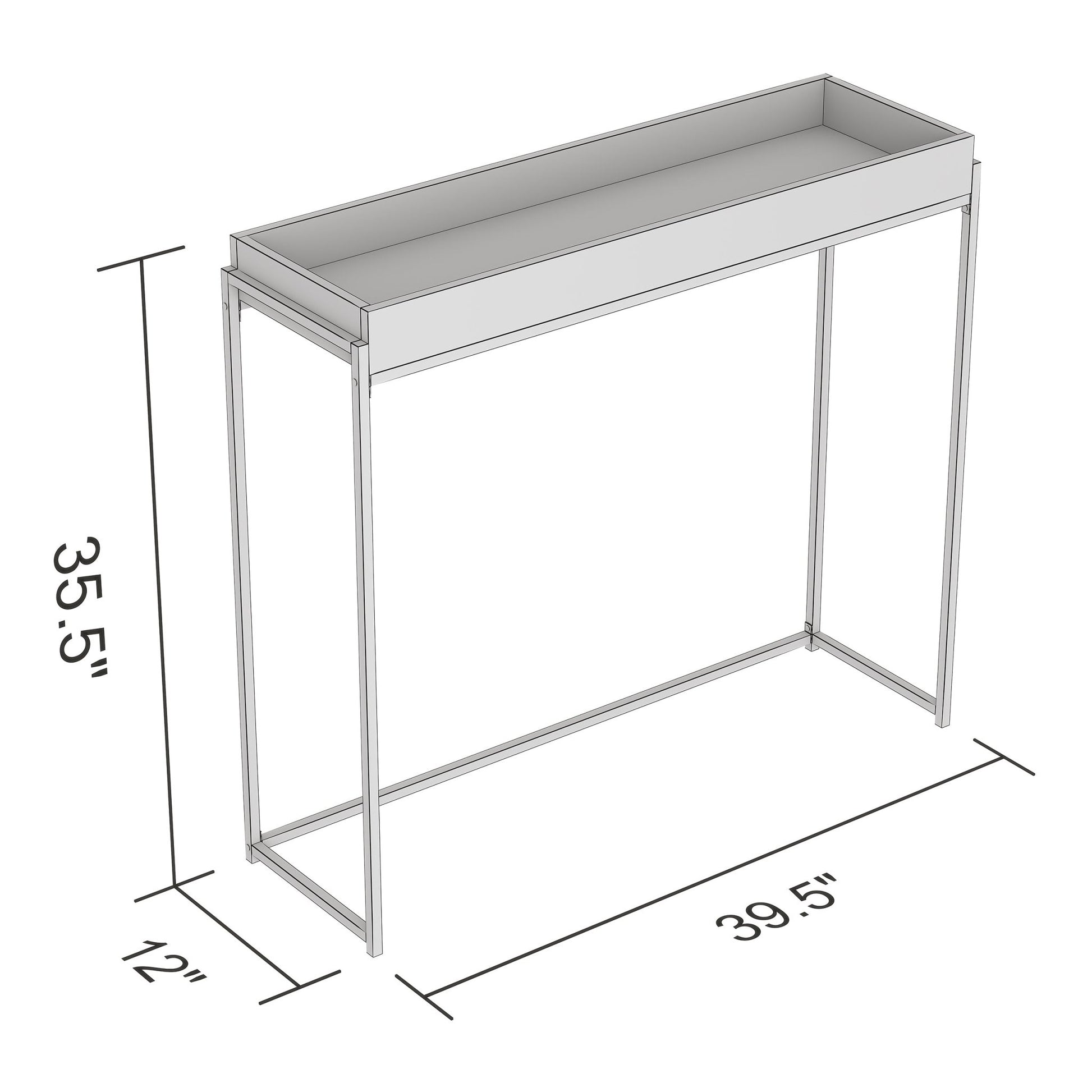 Console Sofa Table Dark Grey Sunken Tray Top - DecoElegance - Sofa Console Table