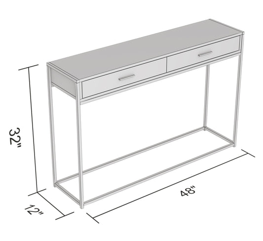 Console Sofa Table Dark Grey Wood Look 2 Drawers Black Metal Base - DecoElegance - Sofa Console Table