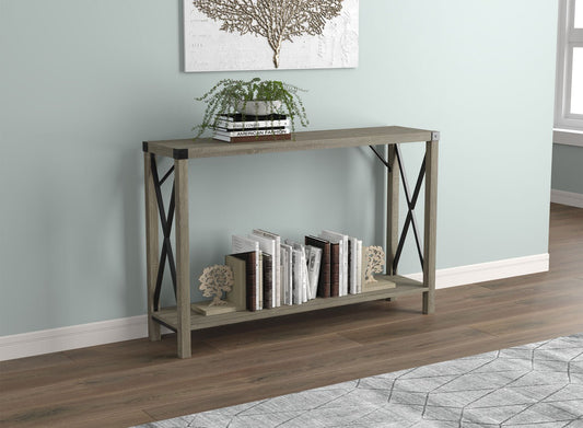 Console Sofa Table Dark Taupe 1 Shelf Metal Sides - DecoElegance - Sofa Console Table