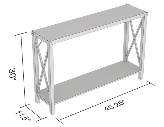 Console Sofa Table Dark Taupe 1 Shelf Metal Sides - DecoElegance - Sofa Console Table
