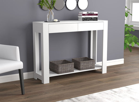 Console Sofa Table White 2 Drawers 1 Shelf - DecoElegance - Sofa Console Table