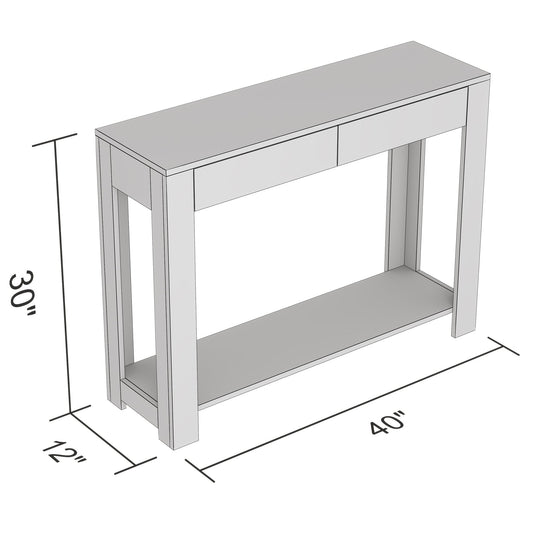 Console Sofa Table White 2 Drawers 1 Shelf - DecoElegance - Sofa Console Table