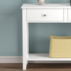 Console Sofa Table White 2 Drawers 1 Shelf Silver Metal Handles - DecoElegance - Sofa Console Table