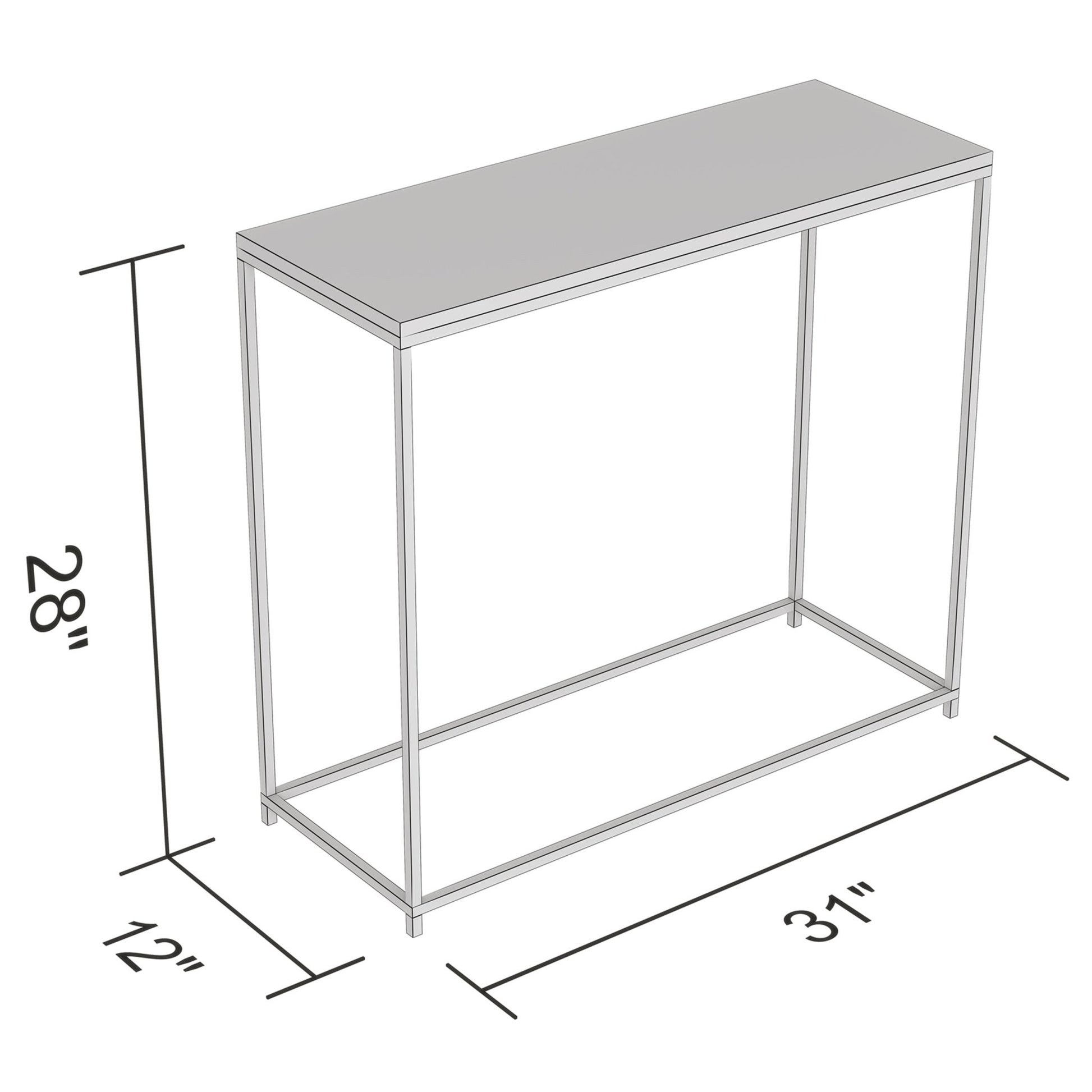 Console Sofa Table White Silver Metal Base - DecoElegance - Sofa Console Table