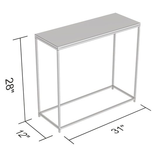 Console Sofa Table White Top Black Metal Base - DecoElegance - Sofa Console Table