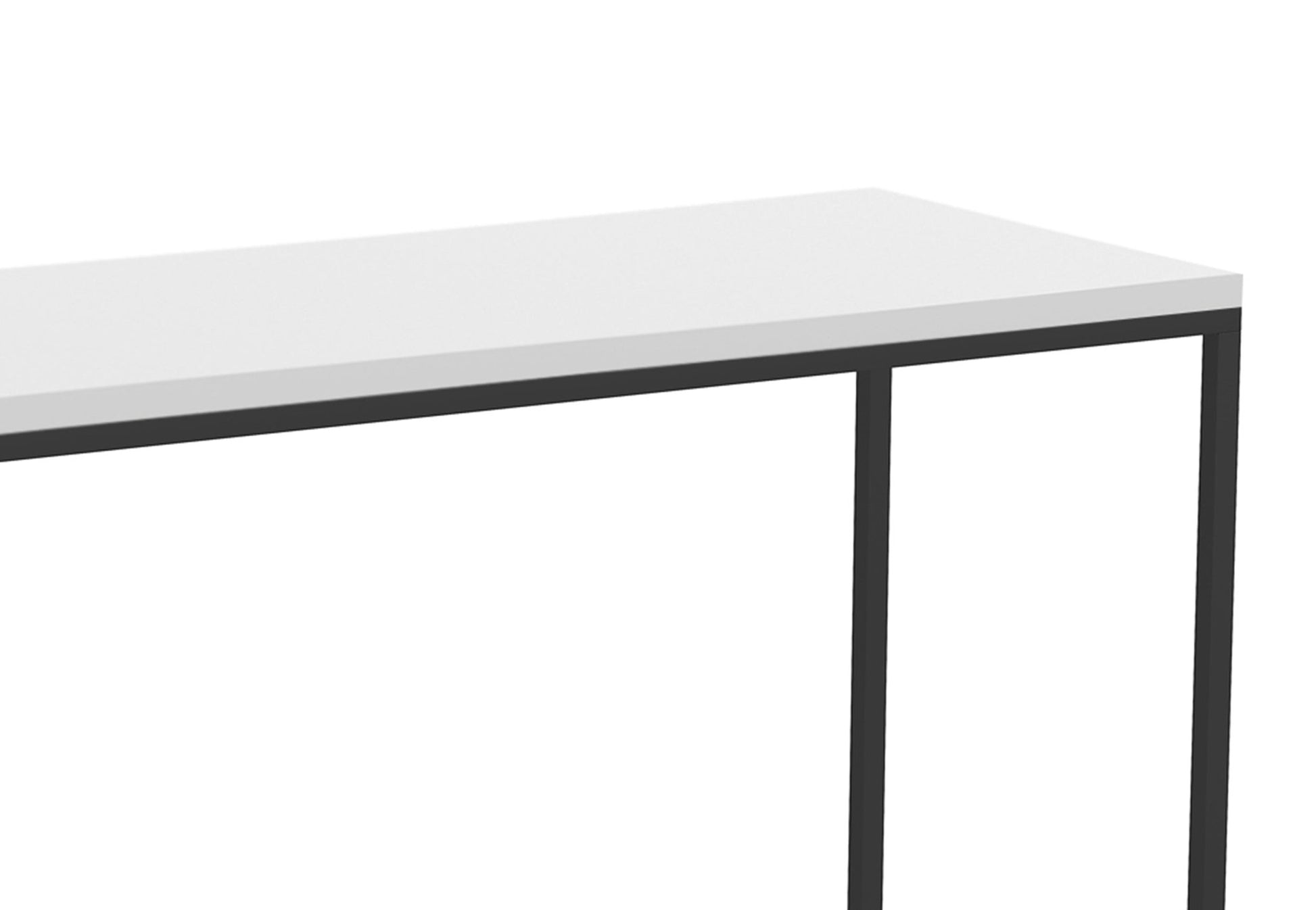 Console Sofa Table White Top Black Metal Base - DecoElegance - Sofa Console Table