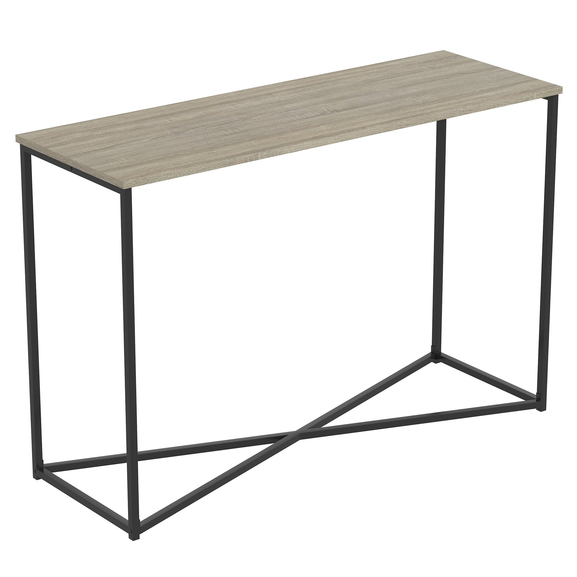 Console Sofa Table with Dark Taupe Top and Black Metal Base - DecoElegance - Sofa Console Table