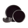 Dinnerware Set 12 Piece 2 Tone Cylinder Black, Service for 4 - DecoElegance - Dinnerware Set