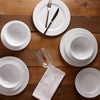 Dinnerware Set 12 Piece Porcelain Round Rim Embossed, Service for 4 - DecoElegance - Dinnerware Set