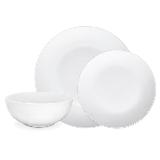 Dinnerware Set 12 Piece Porcelain White Coupe, Service for 4 - DecoElegance - Dinnerware Set